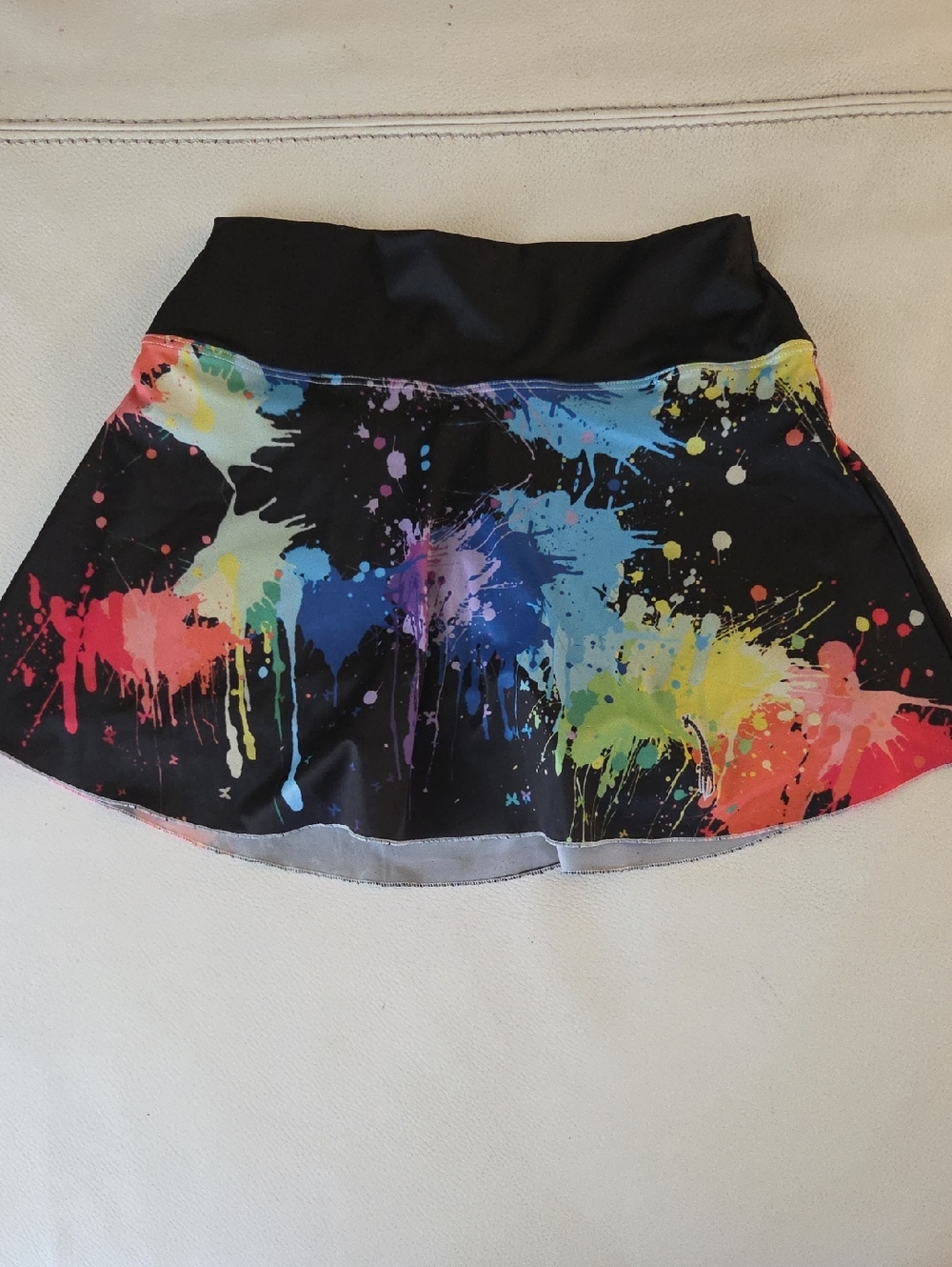 Lacoa Black Paint-Splash Tennis Skirt with Multicolor Accents